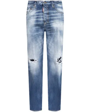 DSQUARED2 ダメージ加工ストレートレッグ ジーンズ - ブルー - サムネイル1