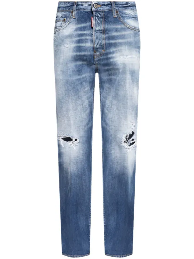 Dsquared2 DSQUARED2 ダメージ加工ストレートレッグ ジーンズ - ブルーの商品画像