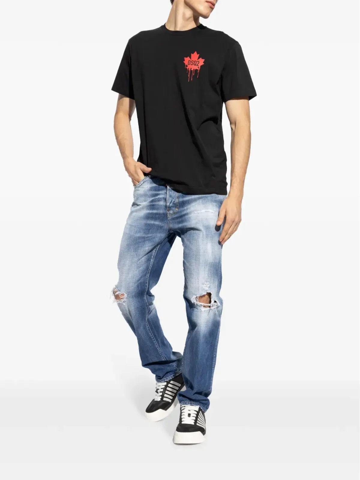 DSQUARED2 ダメージ加工ストレートレッグ ジーンズ - ブルー - 画像2