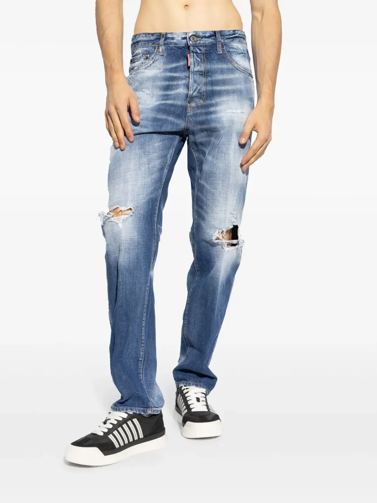 DSQUARED2 ダメージ加工ストレートレッグ ジーンズ - ブルー - 画像3