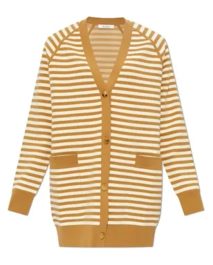 Max Mara ブラウンのストライプVネックカーディガン - サムネイル1