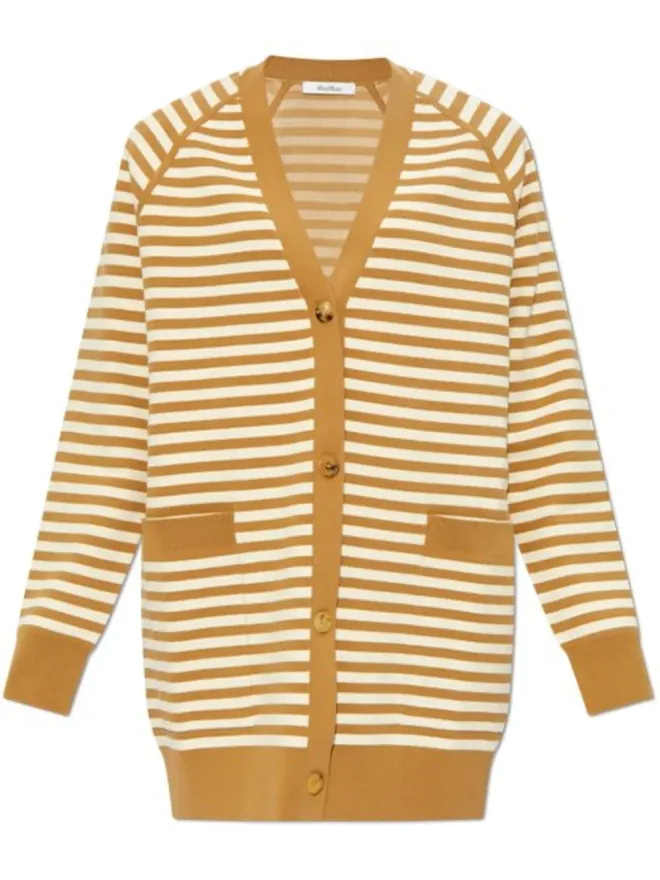 Max Mara Max Mara ブラウンのストライプVネックカーディガンの商品画像
