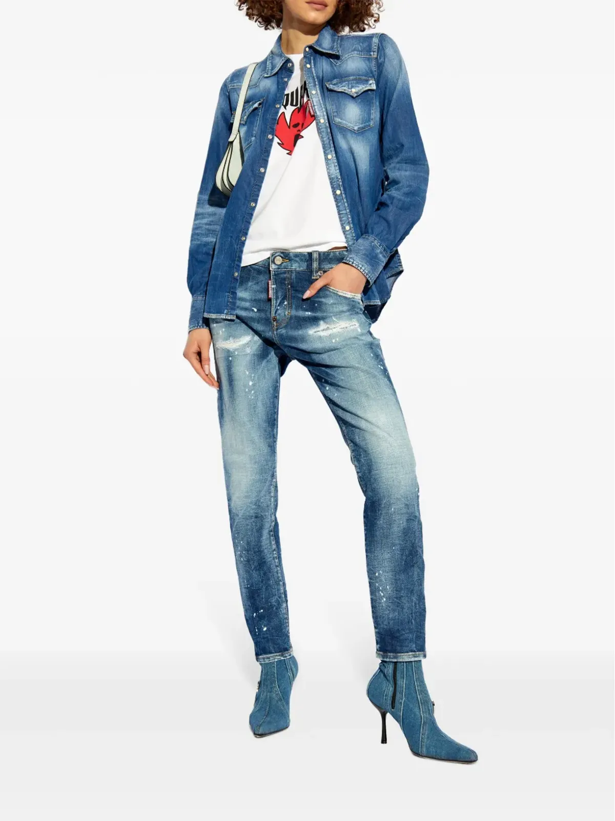 DSQUARED2 ブルー ロゴパッチ デニム ジーンズ - 画像2