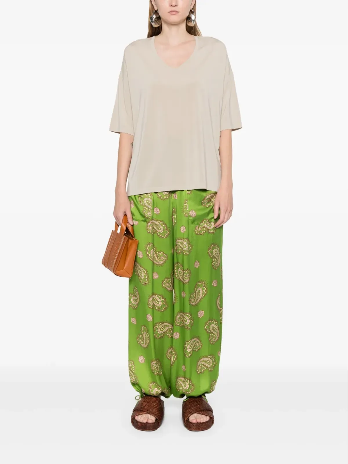 Le Tricot Perugia Vネック ドロップショルダー Tシャツ - 画像2