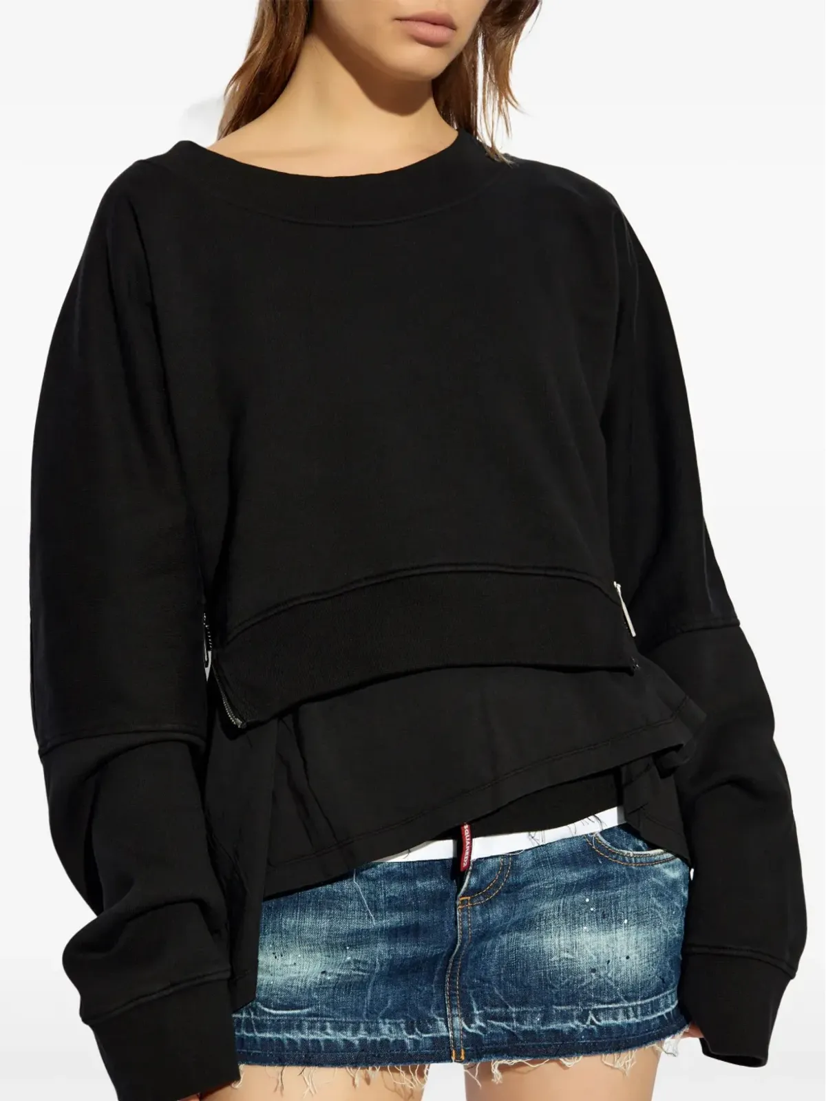 DSQUARED2 ジップディテール コットン スウェットシャツ - ブラック - 画像3