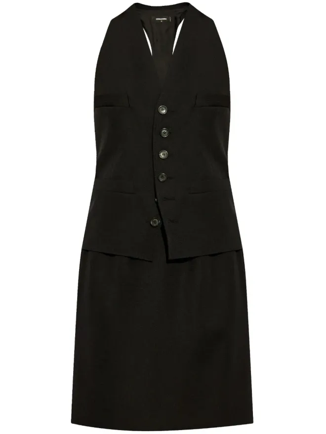 Dsquared2 DSQUARED2 Vネック ウール ドレス - ブラックの商品画像