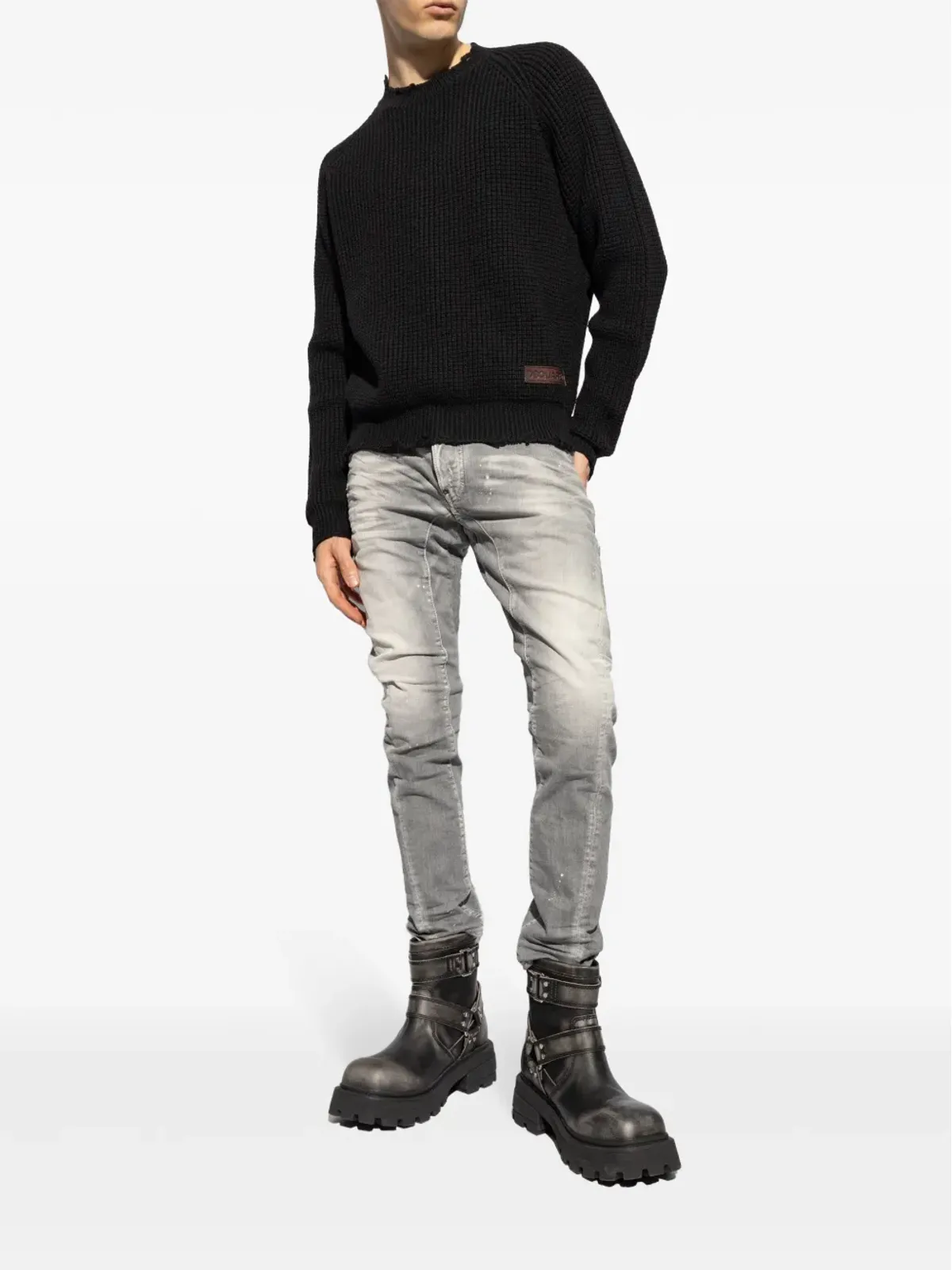 DSQUARED2 ロゴパッチ入り ワッフルニット セーター - 画像2