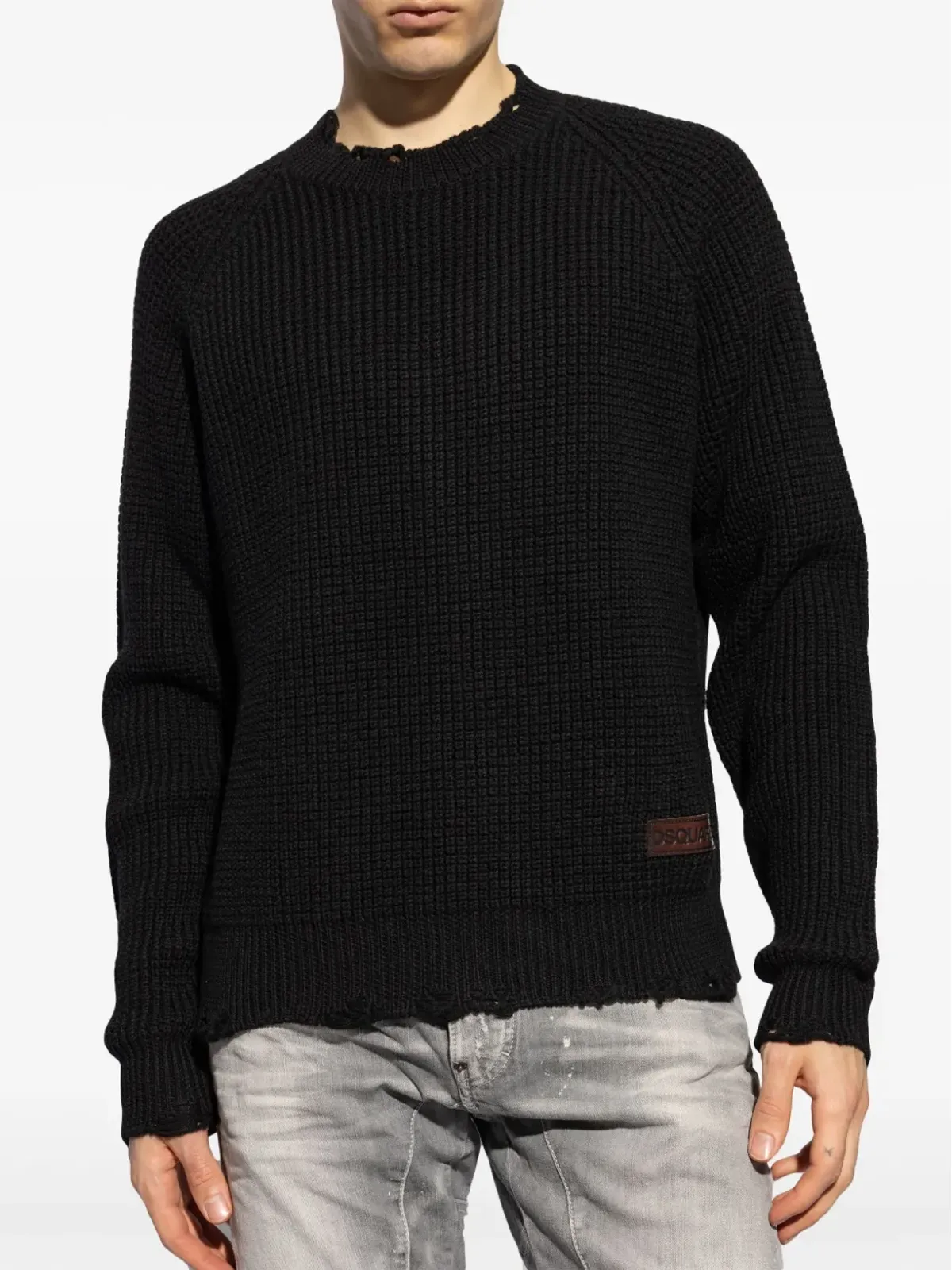 DSQUARED2 ロゴパッチ入り ワッフルニット セーター - 画像3