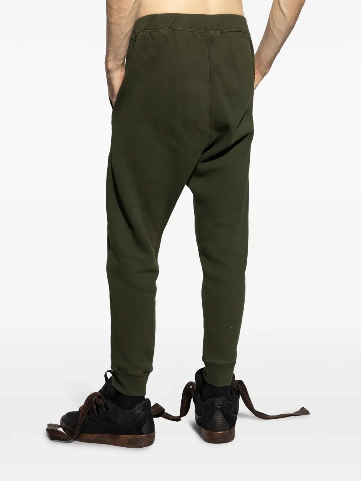 DSQUARED2 ドロップクロッチ コットン トラックパンツ グリーン - 画像4