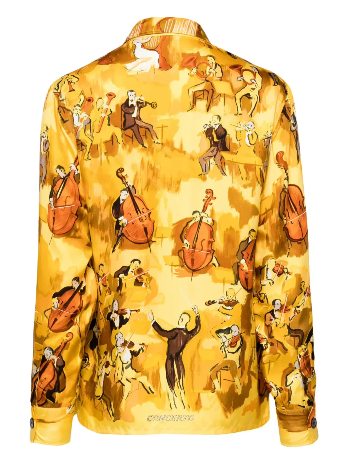 Hermès Pre-Owned ビンテージ コンチェルトプリント シルクシャツ イエロー - 画像2