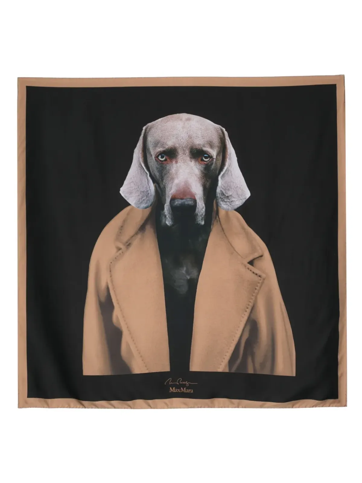 Max Mara 犬柄シルクスカーフ - 画像1