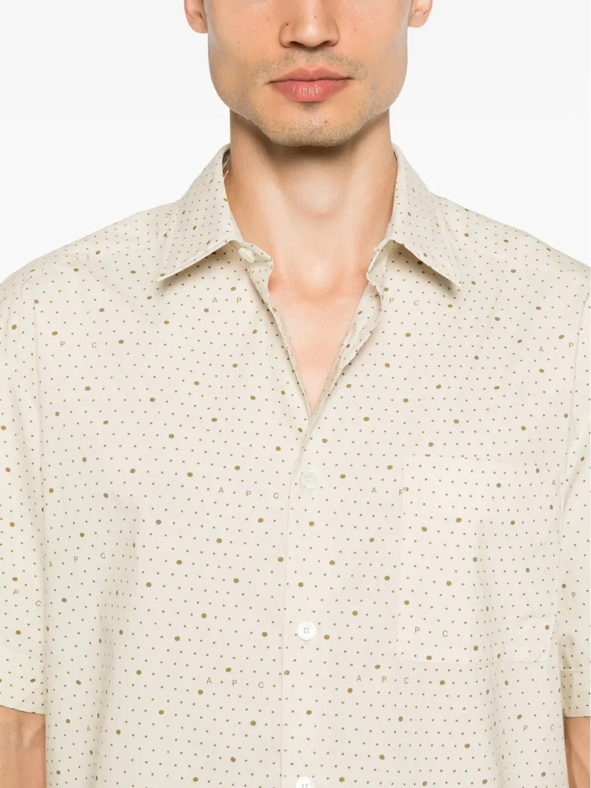 A.P.C. ポルカドットプリント コットンシャツ - ネュートラルカラー - 画像5