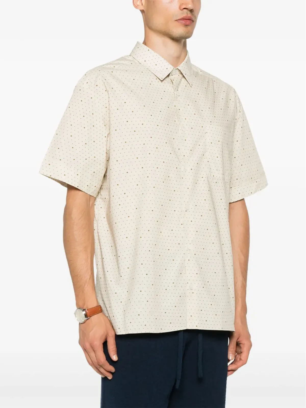 A.P.C. ポルカドットプリント コットンシャツ - ネュートラルカラー - 画像3