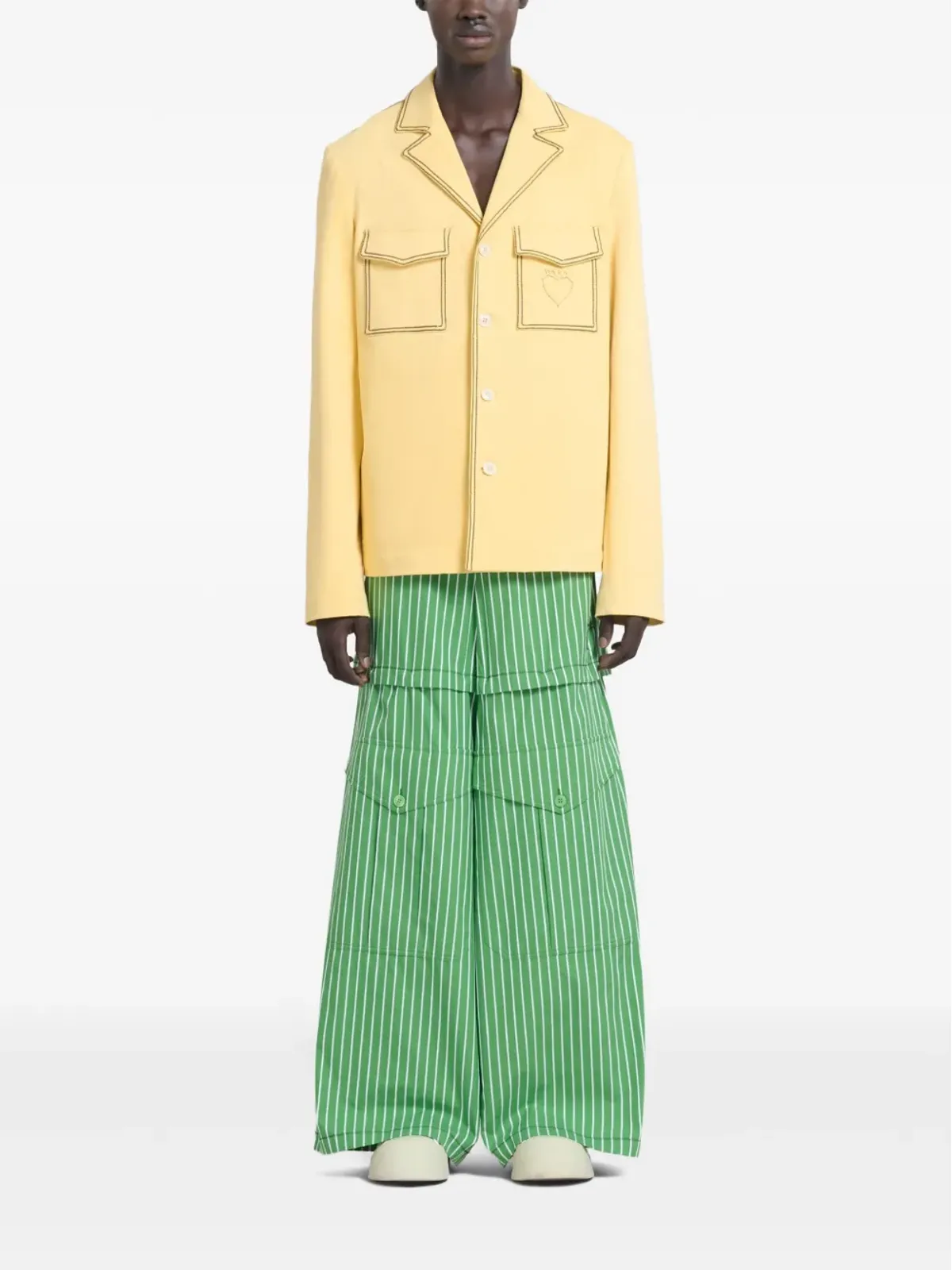 Marni ノッチドラペル デコレーティブステッチ ブレザー - イエロー - 画像2