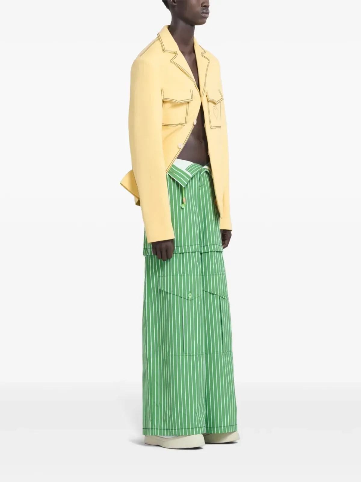 Marni ノッチドラペル デコレーティブステッチ ブレザー - イエロー - 画像3