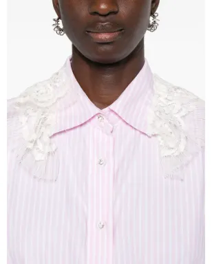 Loulou レースディテールストライプシャツ ピンク - サムネイル5