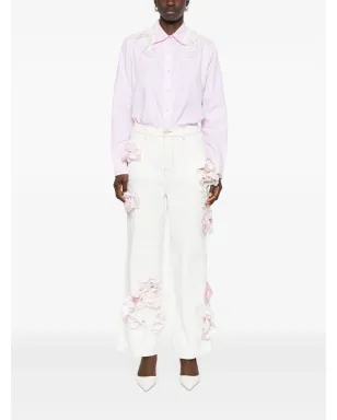 Loulou レースディテールストライプシャツ ピンク - サムネイル2