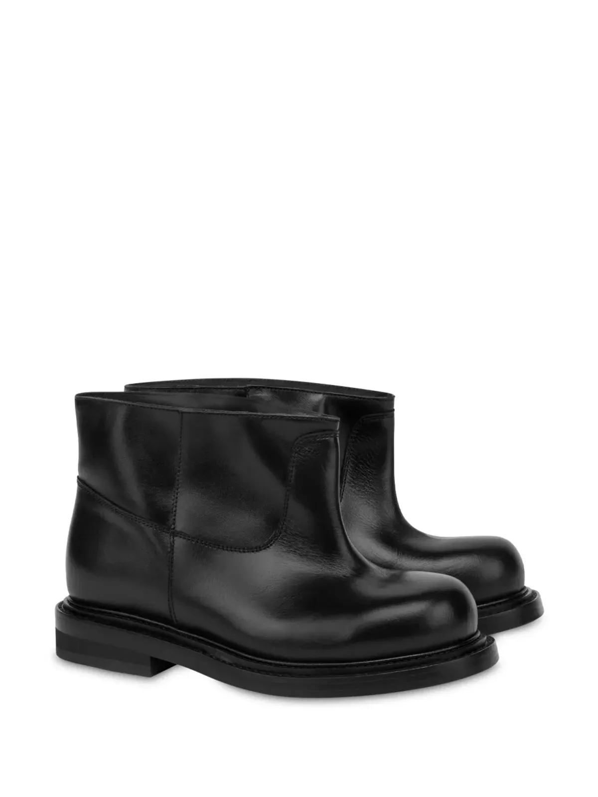 Moschino スリップオン レザー アンクルブーツ ブラック - 画像2