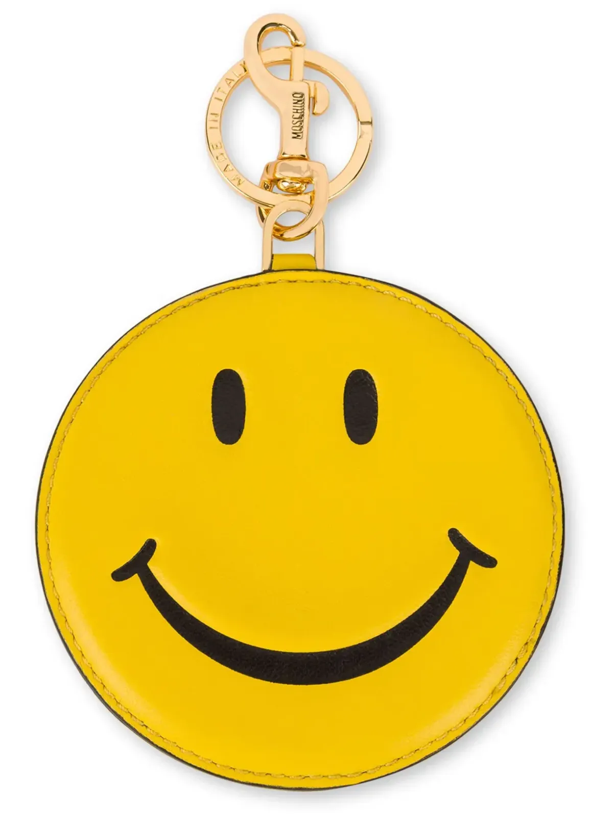Moschino スマイリーフェイス レザー キーチェーン - イエロー - 画像1