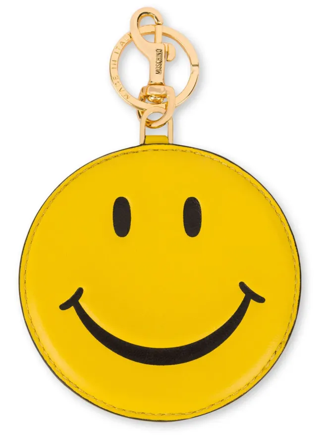 Moschino Moschino スマイリーフェイス レザー キーチェーン - イエローの商品画像