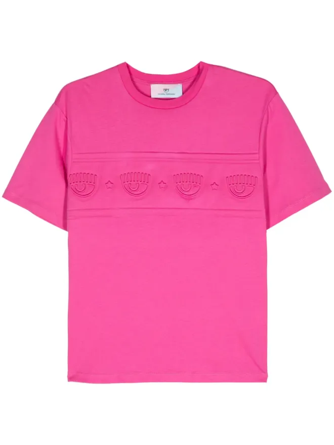Chiara Ferragni Chiara Ferragni Eyelike-embossed cotton T-shirt - Pinkの商品画像
