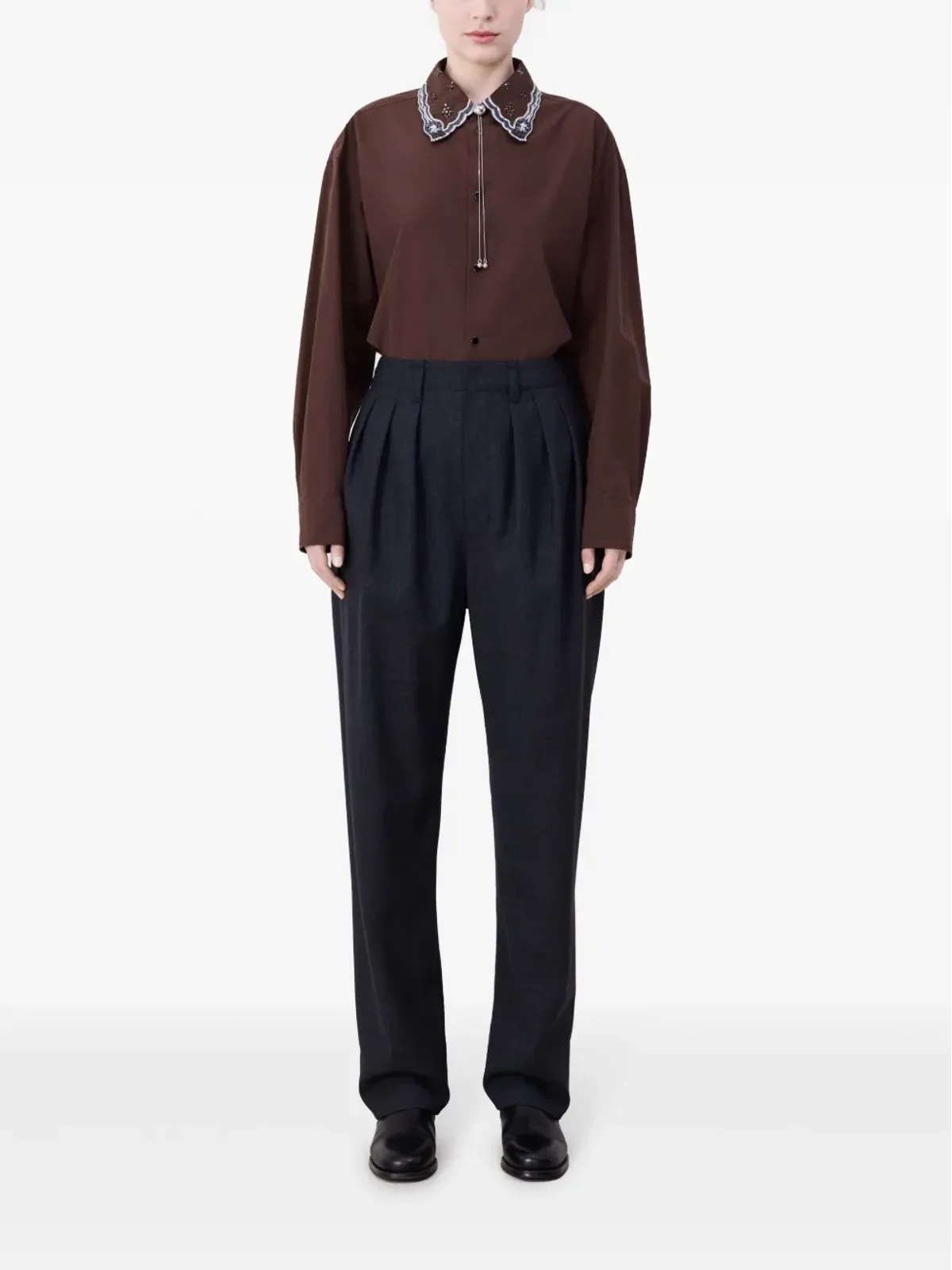 LEMAIRE プリーツ入り テーラードパンツ ブルー - 画像2