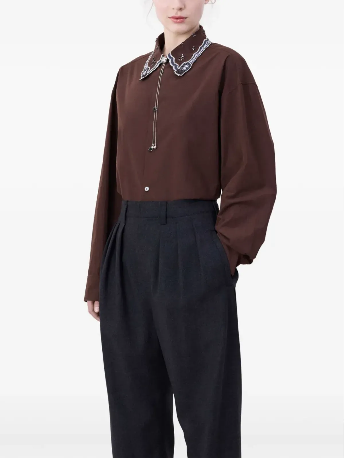 LEMAIRE プリーツ入り テーラードパンツ ブルー - 画像4