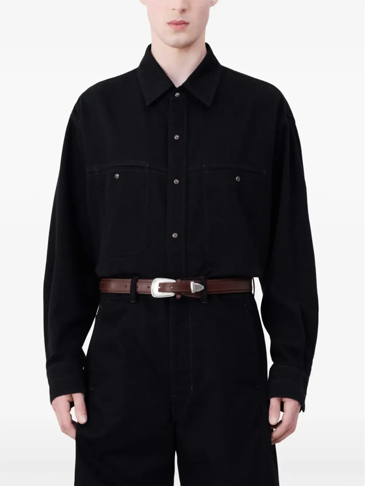 LEMAIRE ピンバックル レザー ベルト - レッド - 画像3