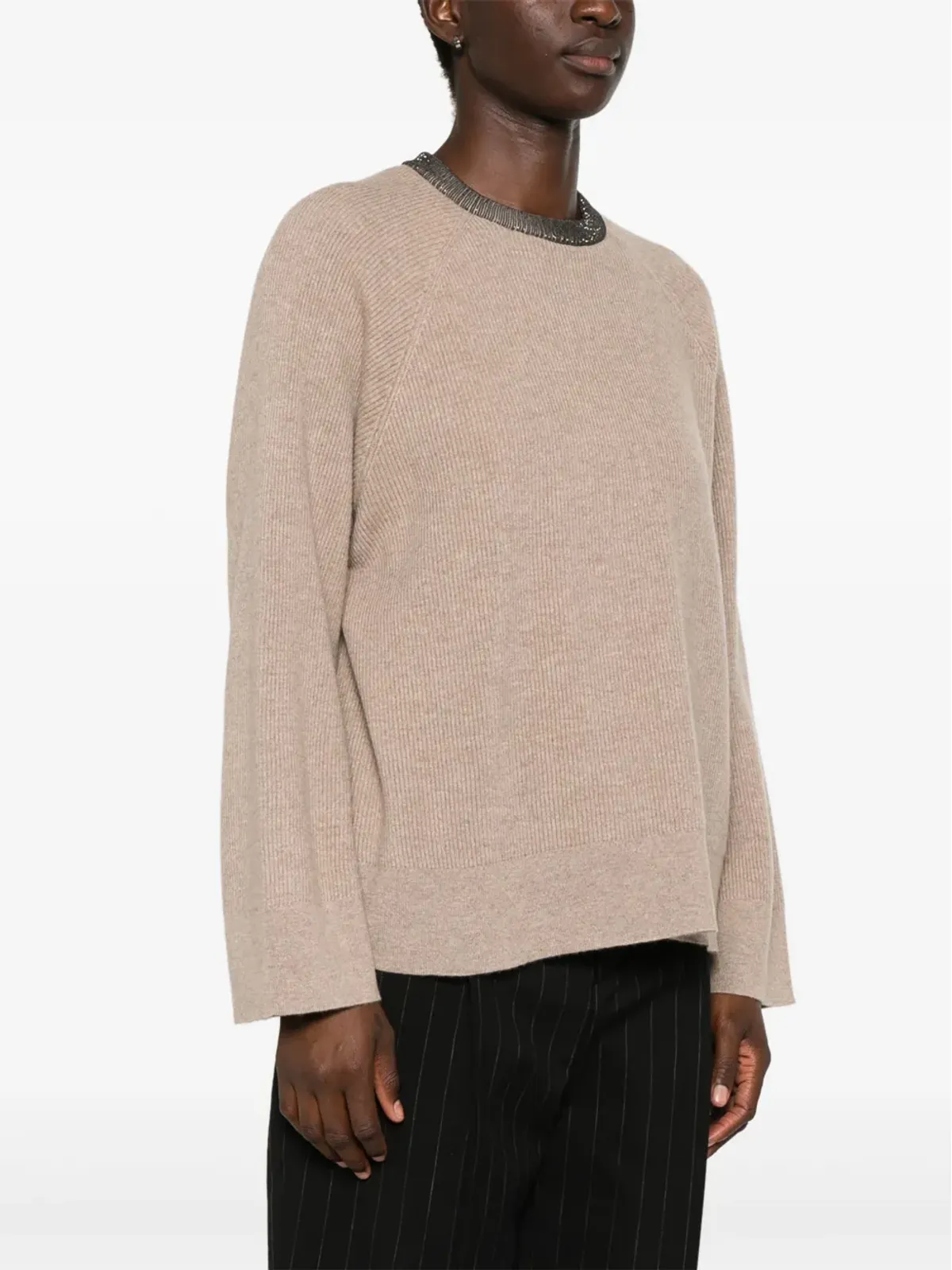 Brunello Cucinelli リブ編みカシミヤセーター - ニュートラルカラー - 画像3