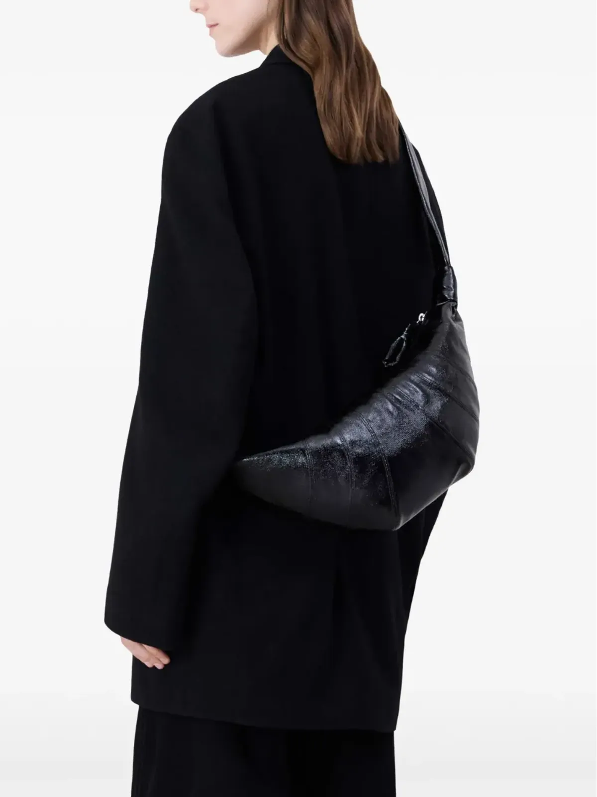 LEMAIRE ミディアム クロワッサン型コットンショルダーバッグ - ブラック - 画像3