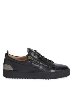 Giuseppe Zanotti Frankie バックプレート ダブルジップ ローカットスニーカー - ブラック - サムネイル1
