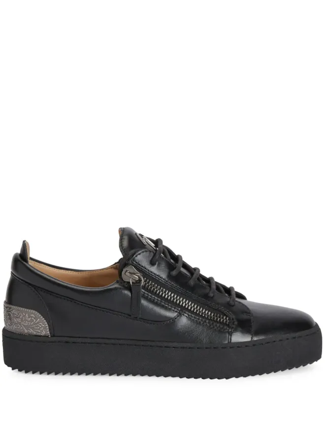 Giuseppe Zanotti Giuseppe Zanotti Frankie バックプレート ダブルジップ ローカットスニーカー - ブラックの商品画像