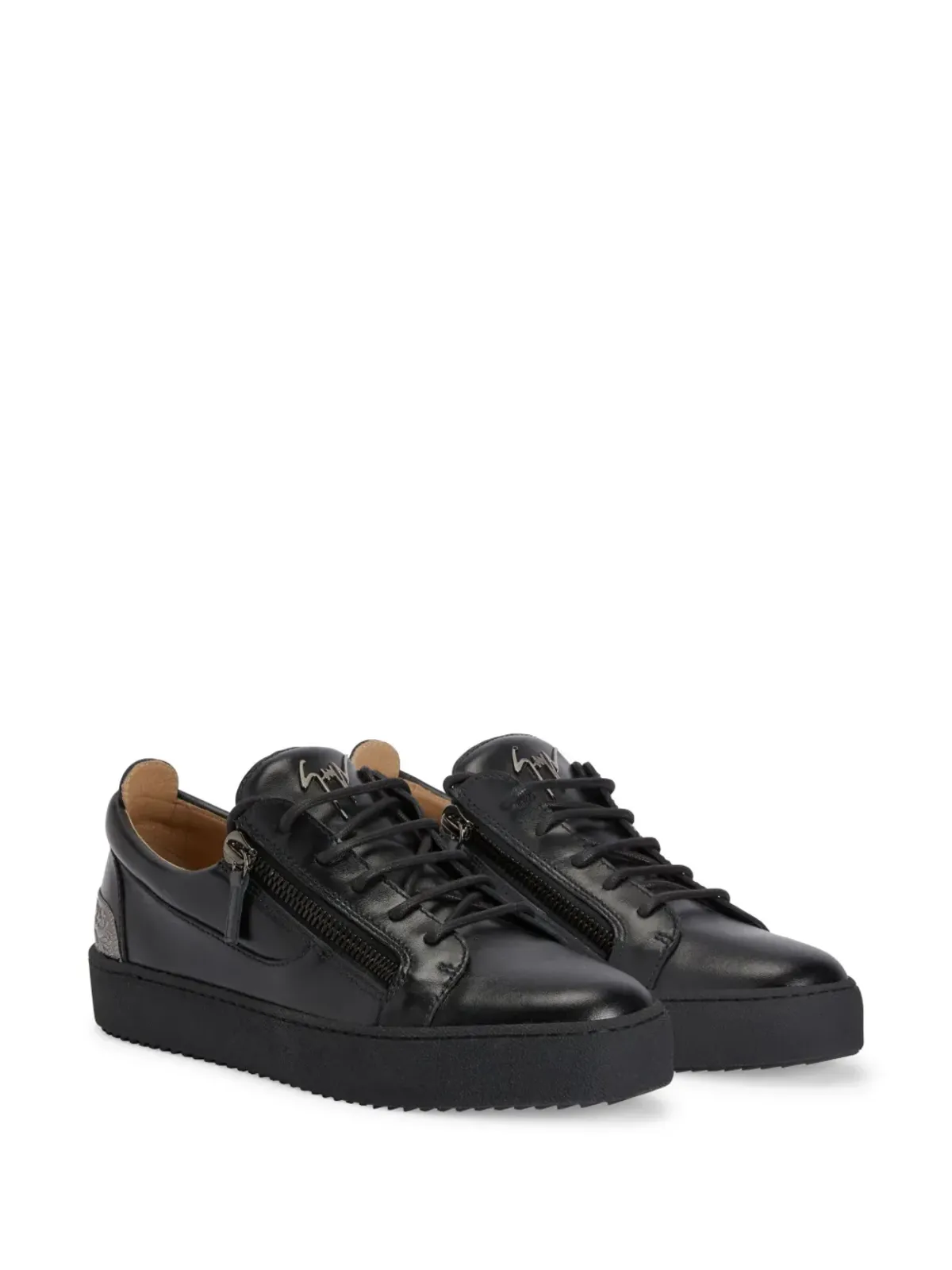 Giuseppe Zanotti Frankie バックプレート ダブルジップ ローカットスニーカー - ブラック - 画像2