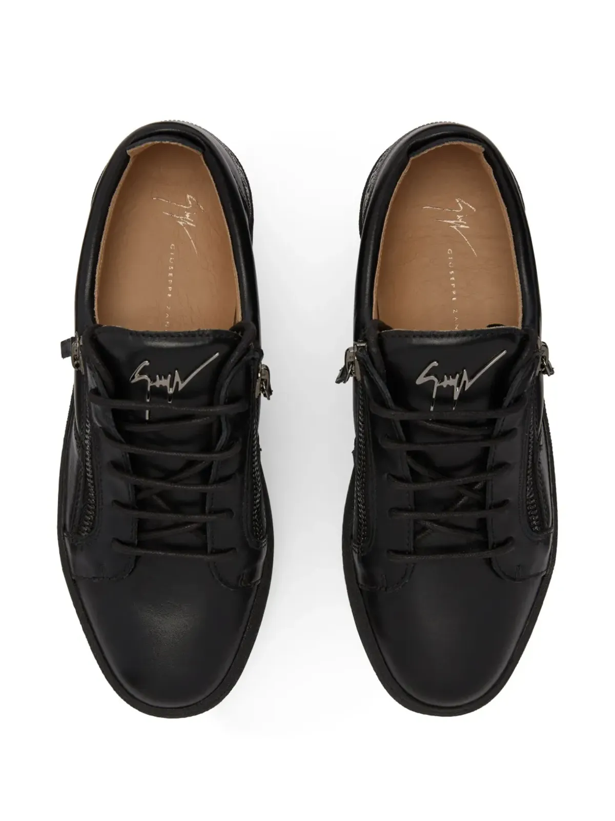Giuseppe Zanotti Frankie バックプレート ダブルジップ ローカットスニーカー - ブラック - 画像4