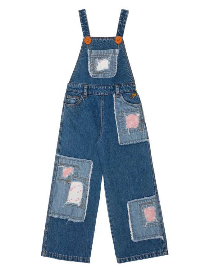 Philosophy Di Lorenzo Serafini Kids Philosophy Di Lorenzo Serafini Kids パッチワークデザイン デニムオーバーオール ブルーの商品画像