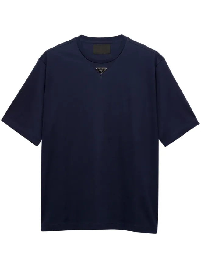 Prada Prada エナメルトライアングルロゴ コットンTシャツの商品画像