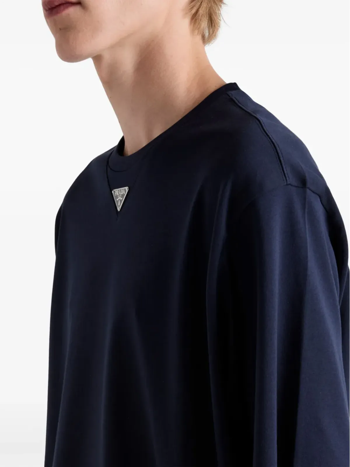 Prada エナメルトライアングルロゴ コットンTシャツ - 画像5