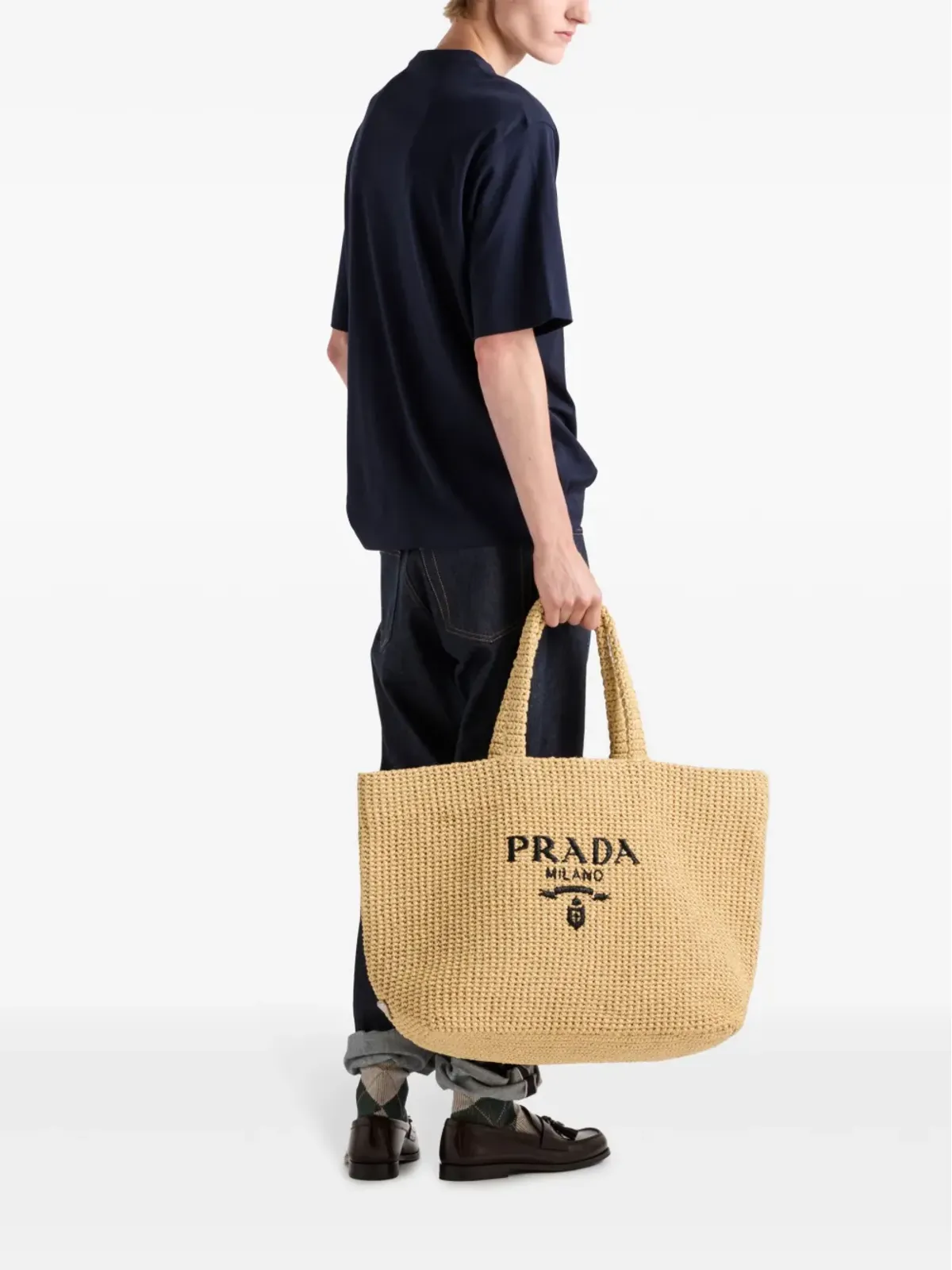 Prada エナメルトライアングルロゴ コットンTシャツ - 画像3