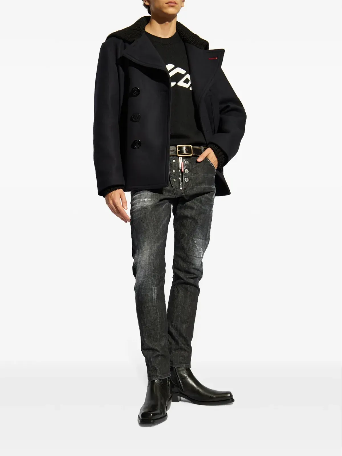 DSQUARED2 アイコン ロゴプリント バージンウール ジャンパー - ブラック - 画像2