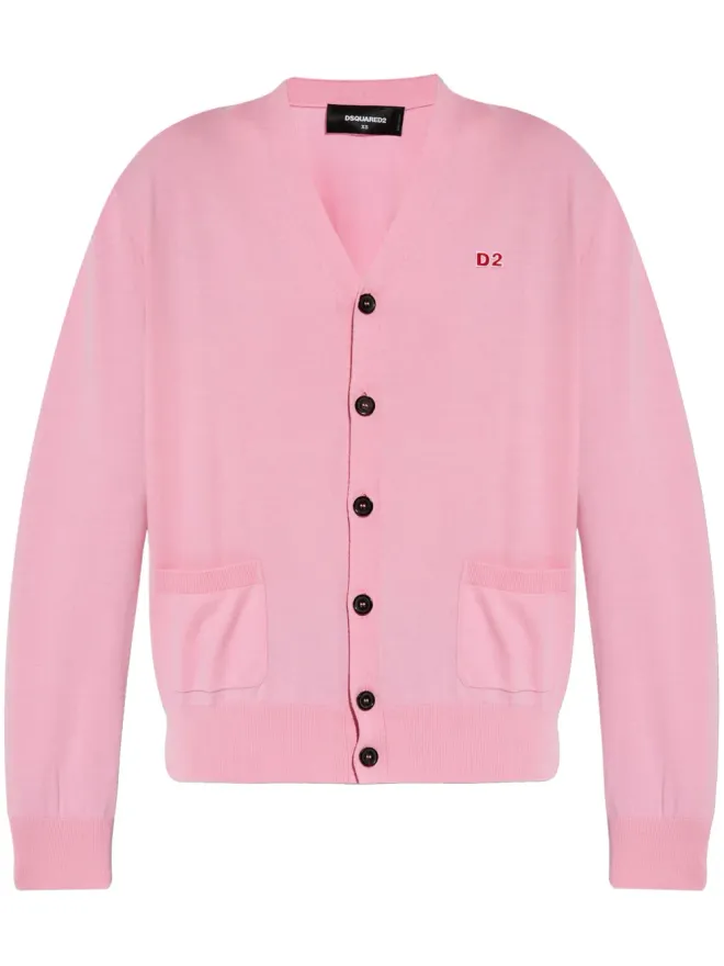 Dsquared2 DSQUARED2 ロゴパッチ Vネック カーディガン - ピンクの商品画像