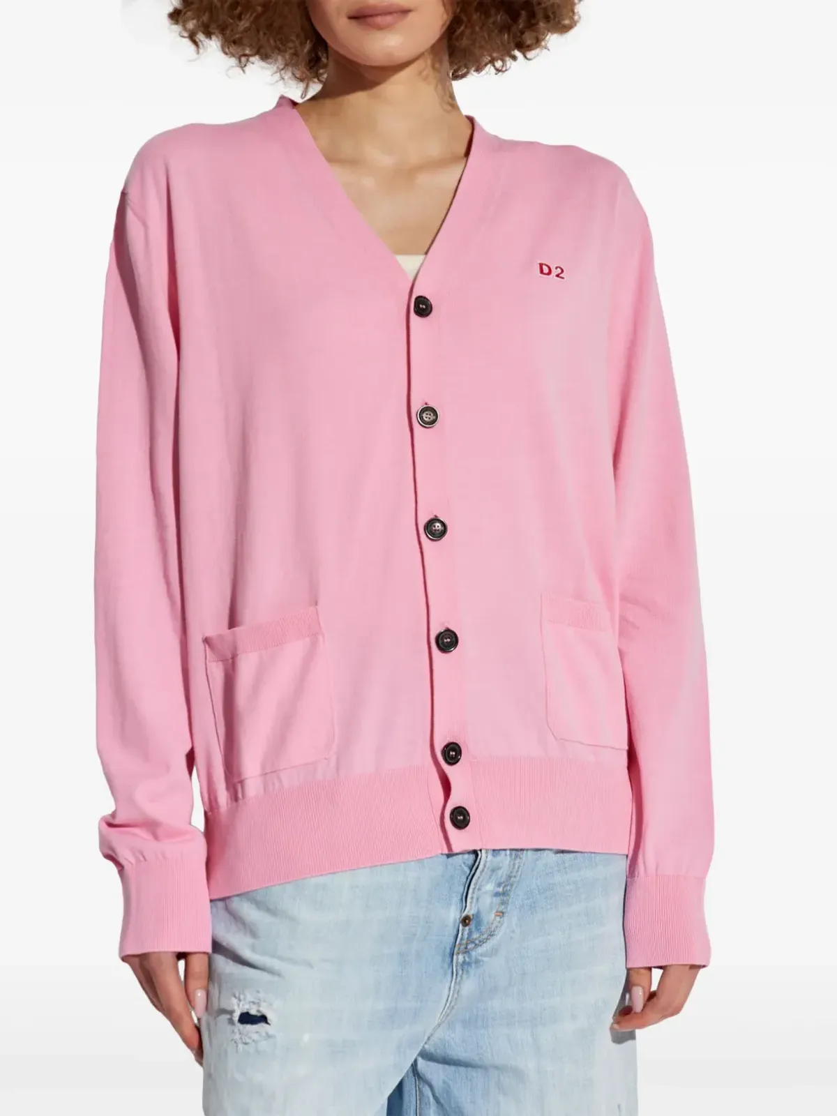 DSQUARED2 ロゴパッチ Vネック カーディガン - ピンク - 画像3