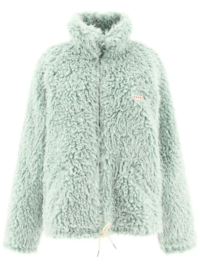 Marni Marni ロゴアップリケ フェイクファージャケット - ブルーの商品画像
