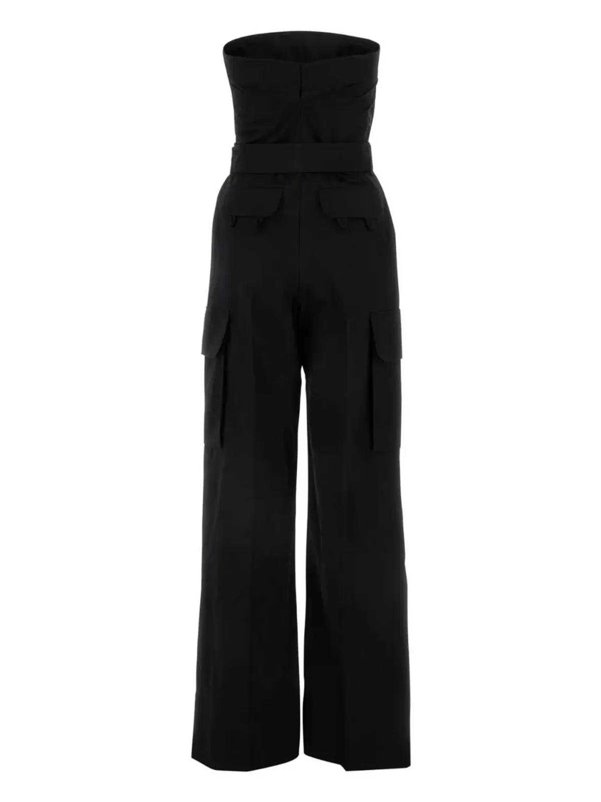 Saint Laurent ストラップレス ベルテッド コットン ジャンプスーツ - ブラック - 画像2