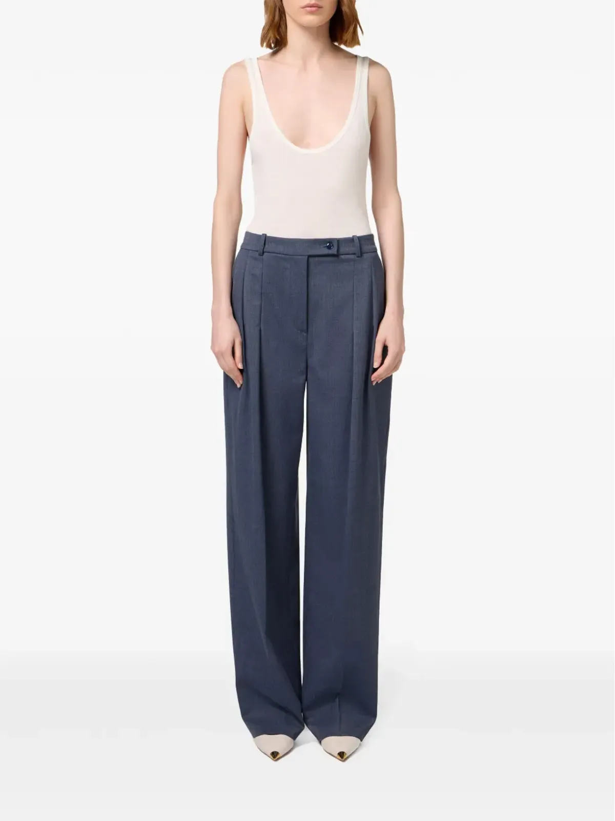Elisabetta Franchi ダーツディテールのストレートパンツ - ブルー - 画像2