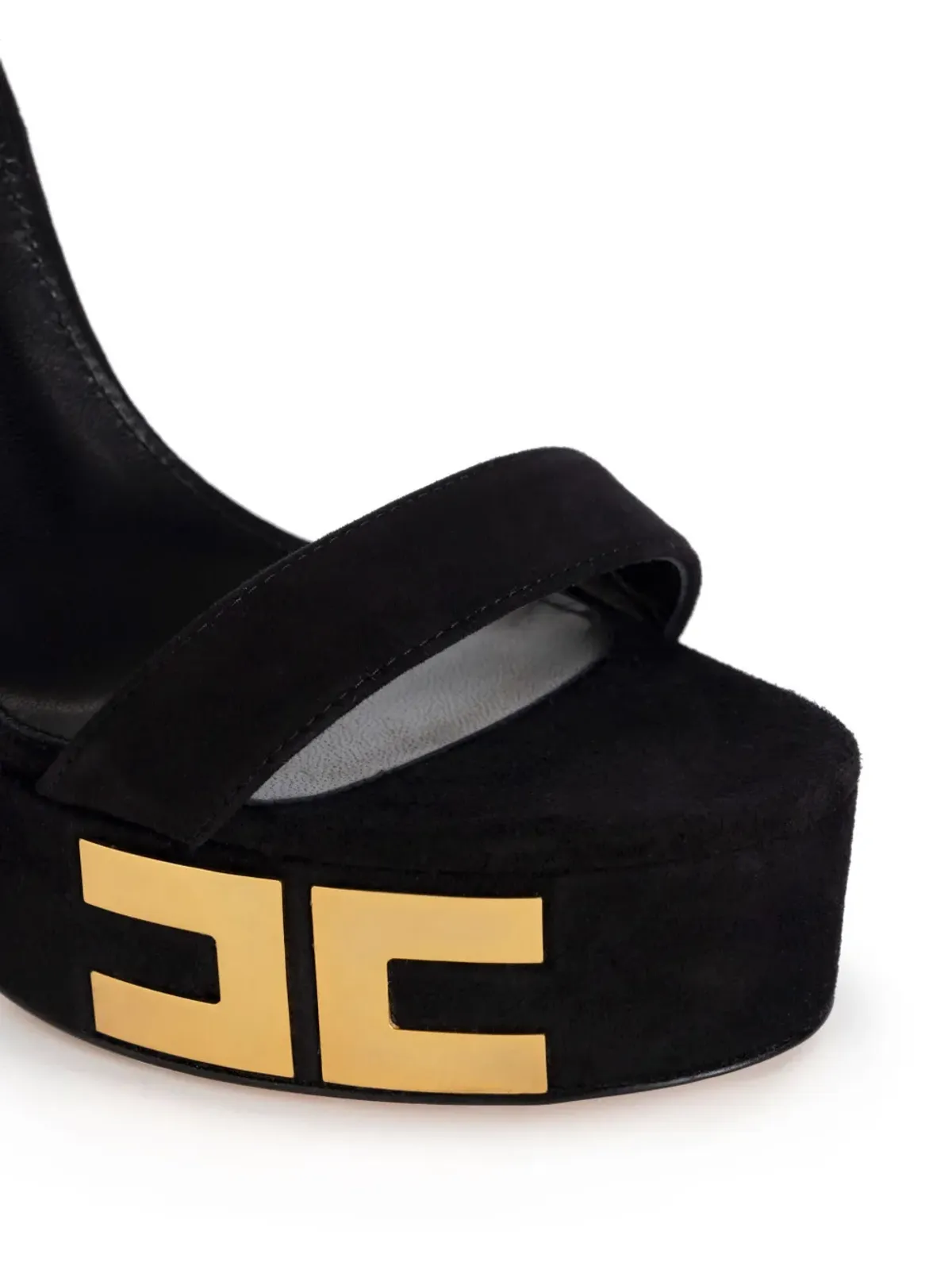Elisabetta Franchi 135mm ロゴアップリケ付きスエードサンダル - ブラック - 画像4