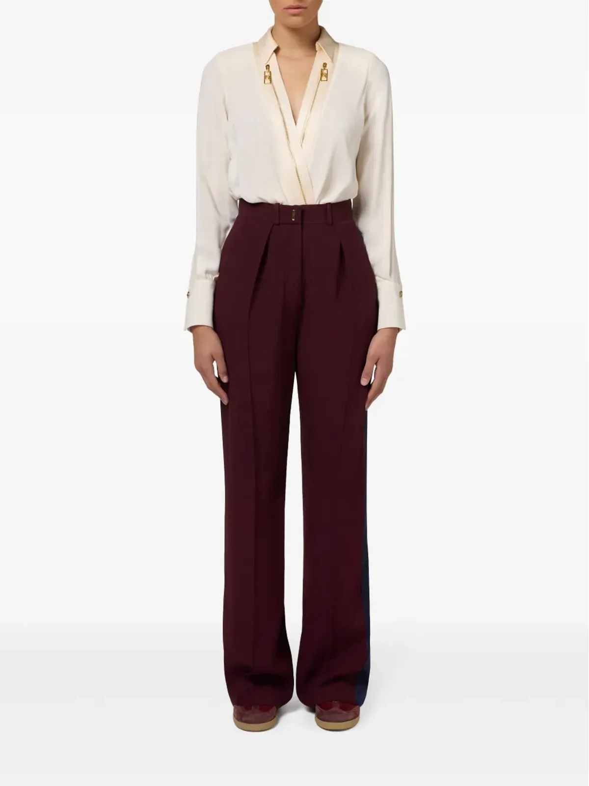 Elisabetta Franchi ストライプディテールのストレートパンツ - レッド - 画像2