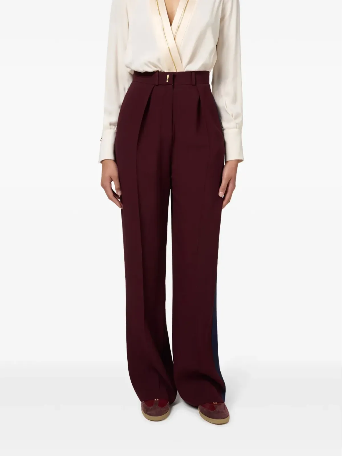 Elisabetta Franchi ストライプディテールのストレートパンツ - レッド - 画像3