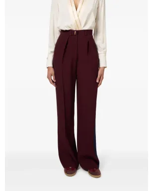 Elisabetta Franchi ストライプディテールのストレートパンツ - レッド - サムネイル3