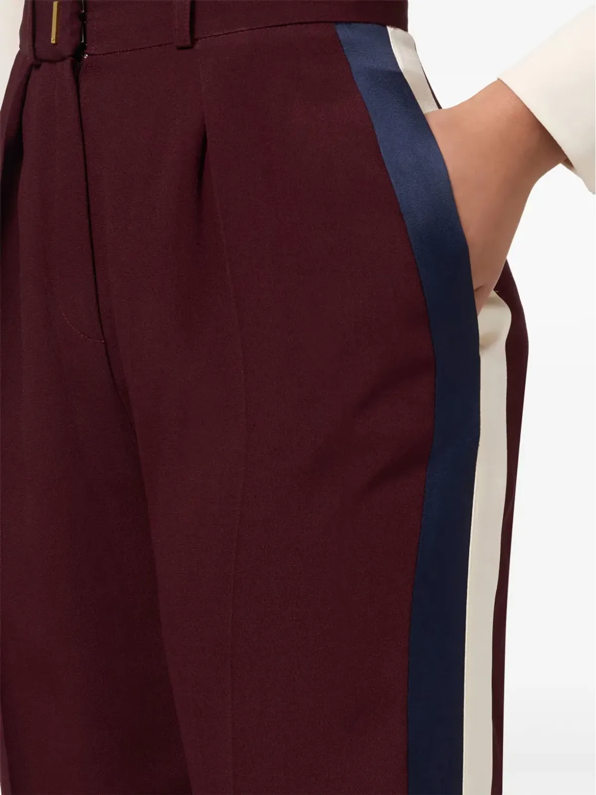 Elisabetta Franchi ストライプディテールのストレートパンツ - レッド - 画像4