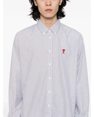 AMI Paris de Coeur モノグラムストライプ柄シャツ ブラック - サムネイル5
